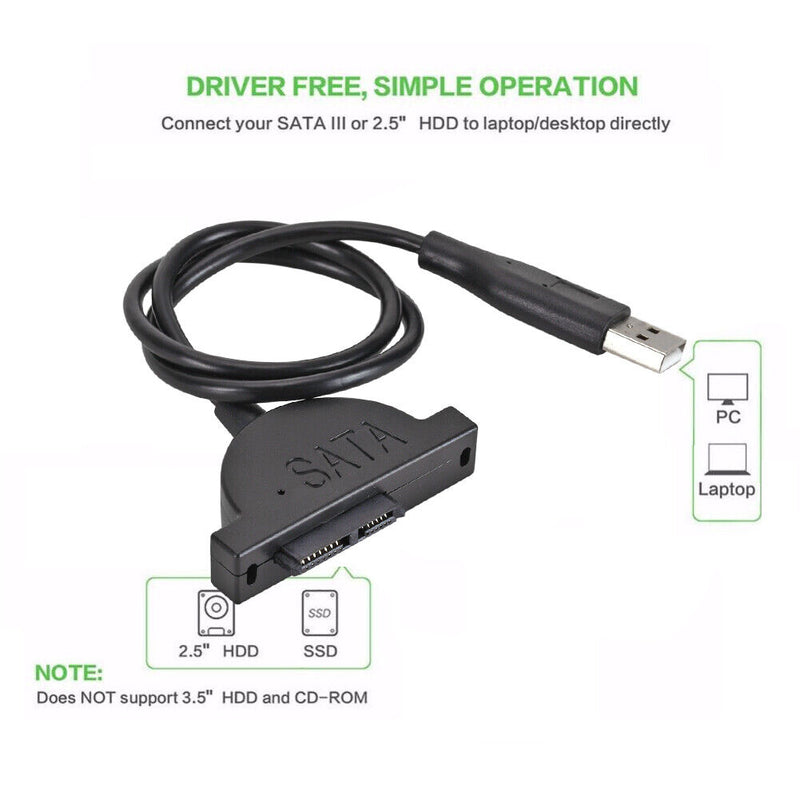 USB 2.0 SATA Optical Drive Cable 7+6 Pin Adapter for Laptop CD-ROM CD DVD