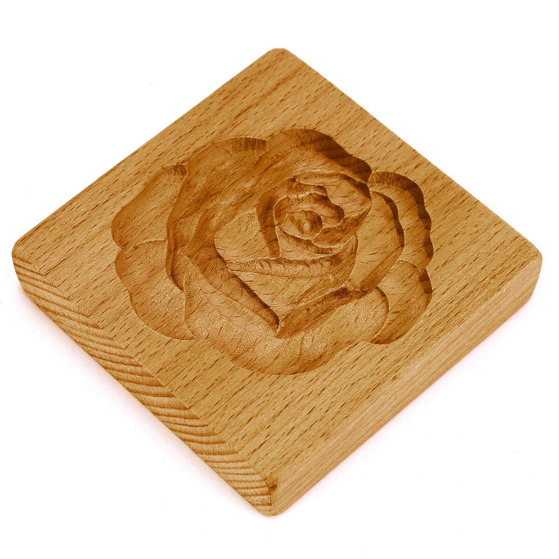 Wooden Cookie Mold Flower Pine Cone Shape Carved Handmade Stamps for DIY Muff