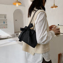 Autumn Women Bowknot Flap Clutches Portable Lattice PU Shoulder Crossbody Bags
