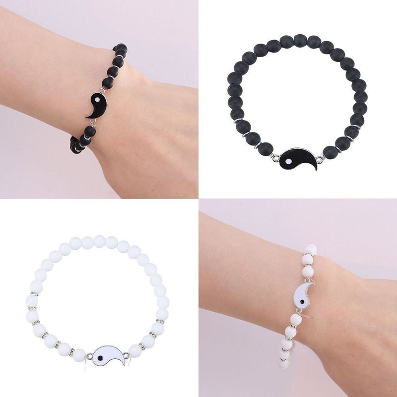 Yin Yang Paired Charms Fashion Couple Bracelets Best Friends Tai Chi Beaded