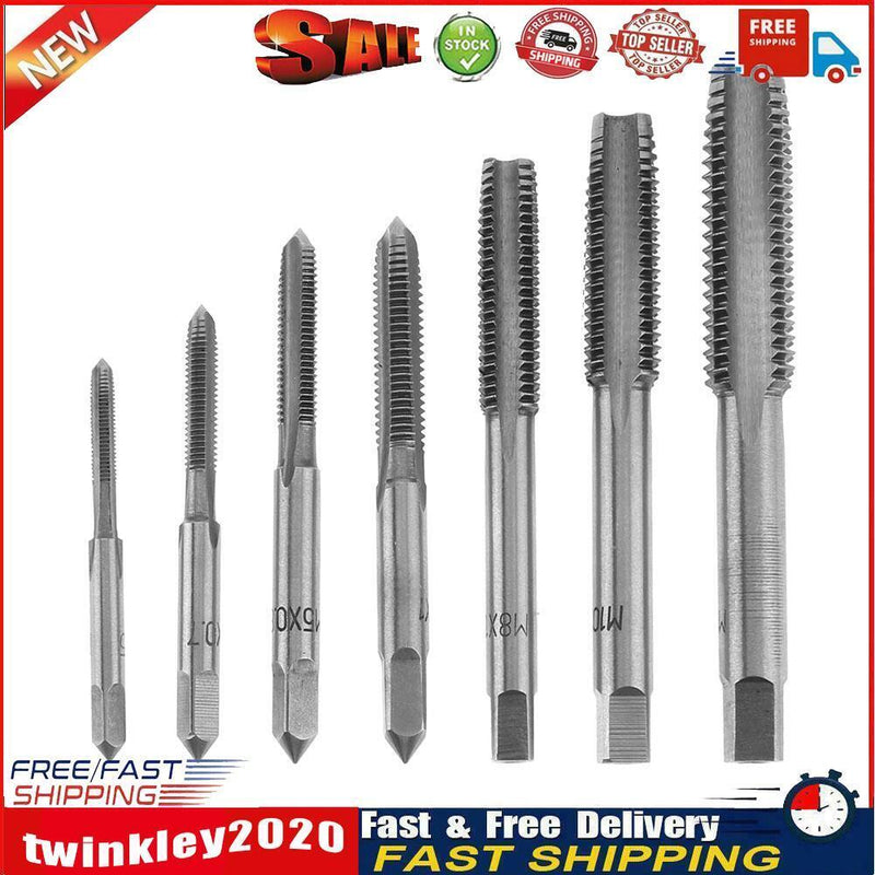 7pcs M3 M4 M5 M6 M8 M10 M12 HSS Machine Thread Metric Plug Tap Drill Bits Newly