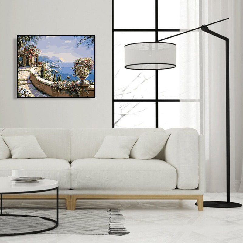 Hand Painted DIY Seaside Corridor Painting By Numbers Kit Canvas Oil Art Picture