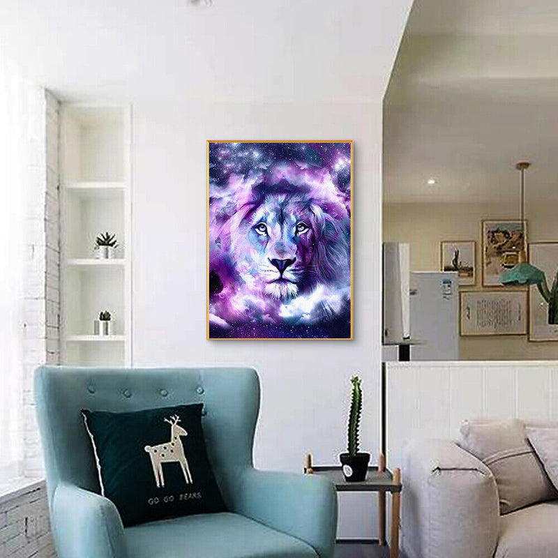 DIY Digital Oil Painting By Numbers Lion Acrylic Color Drawing Canvas Wall Ar