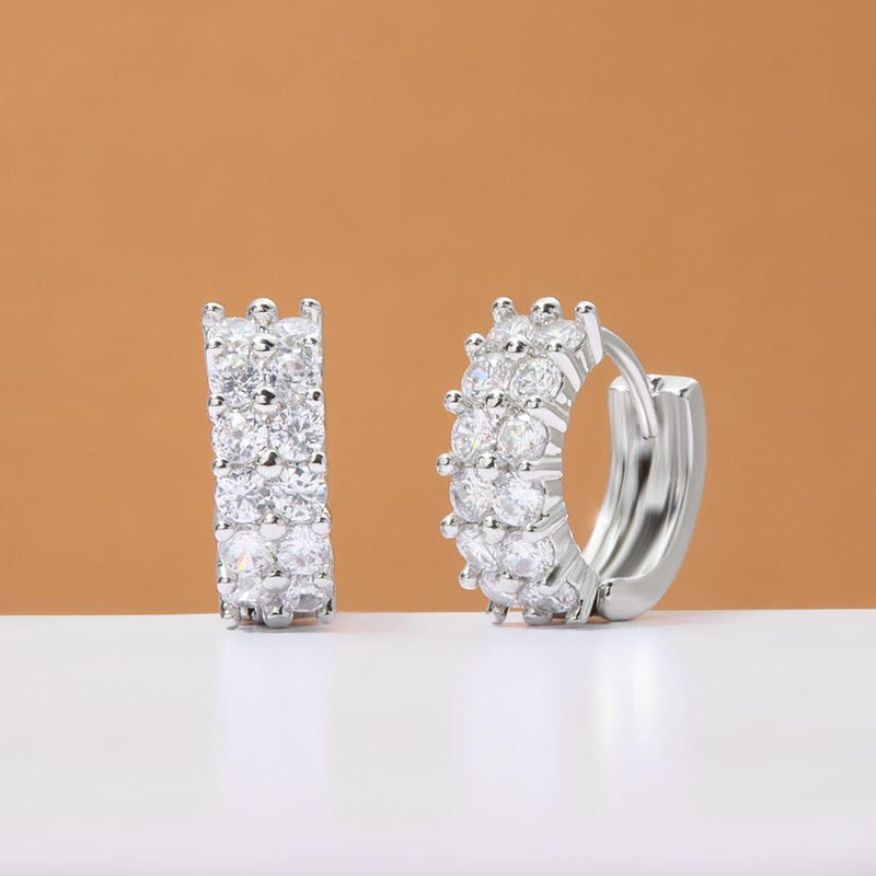 Zircon Ear Buckle Double Rows Zircon Ear Stud Diamond Earrings Ear Piercing