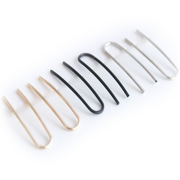 Women Minimalist Party Club Geometry Simple U Earrings Copper Line Ear Stud