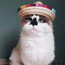 Cat Buckle Costume Mexican Straw Cap Pet Ornaments Sombrero Pet Straw Hat