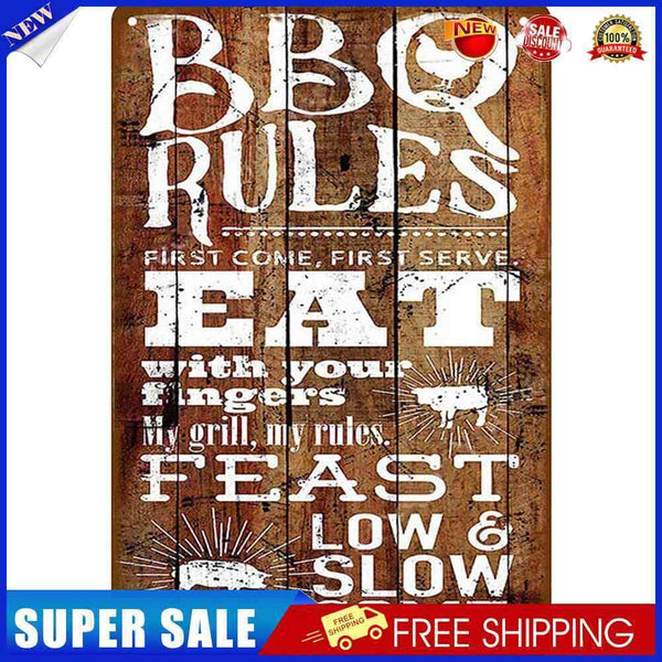 BBQ Plate Metal Tin Sign Retro Plaque for Bar Pub Wall Poster Art (C)