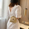 Women Straw Bucket Shoulder Bags Flower Drawstring Crossbody Pouch (Khaki)