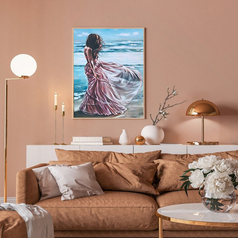 Beach Girl Back Oil Paint By Numbers DIY Canvas Wall Picture Craft Home Dec