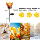 Metal Flowers Solar Lights, Outdoor Stake Art Light, for Yard, Lawn, Courtyard
