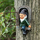 Outdoor Ornament Yard Wall Art Tree Sculpture Elf Window Dwarf Statue Gnome