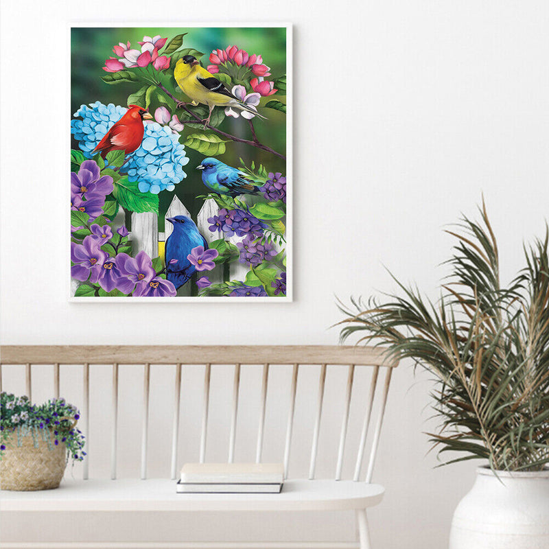 Flower Bird Oil Paint By Numbers DIY Handpainted on Canvas Wall Art (B1040)
