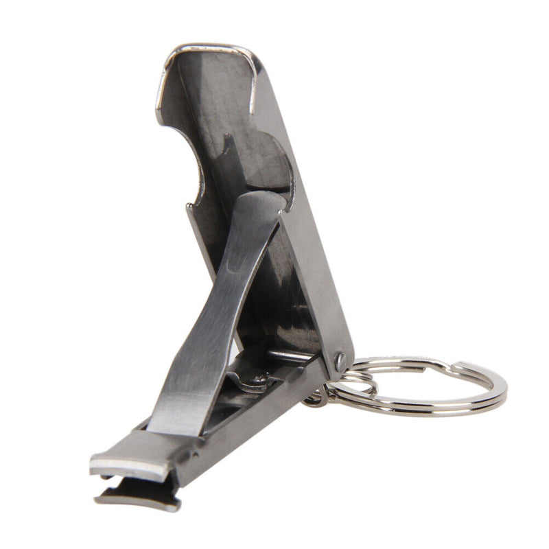 2 in 1 Bottle Opener EDC Foldable Hand Toe Nail Clippers Cutter Keychain