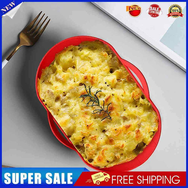 #A Silicone Air Fryers Basket Rectangle Foldable for Family Baking Camping Barbe