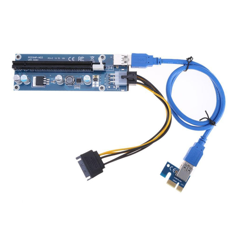 PCI-E1x, 16x PCI Express Extender Riser Card 6Pin DC / DC USB3. 0 Cable PCIe-Ex