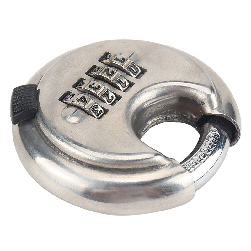 4 Digit Combination Discus Lock Keyless Stainless Steel Disc Padlock 70mm Newly