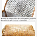 Portable Wicker Rattan Waterproof Tableware Insulated Thermal Basket Z4Y1