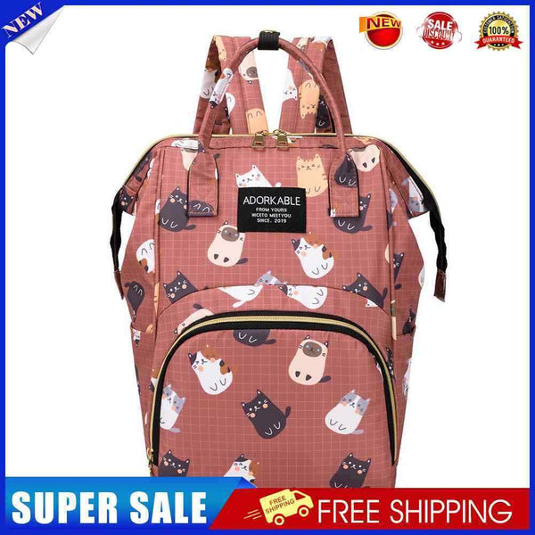 Fashion Women Printing Mummy Diaper Bag Nappy Large Handbag (Cartoon Cats)