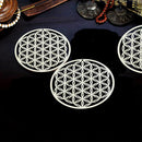 Wooden Wall Sign Flower of Life Shape Flower Of Life Energy Mat Slice Wood Base