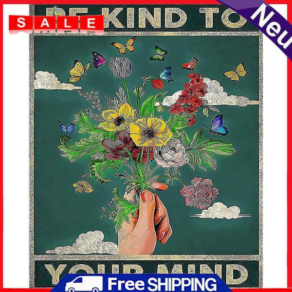 Oil Paint By Numbers Butterfly Flower Frameless Picture Craft Kit for Bedroom