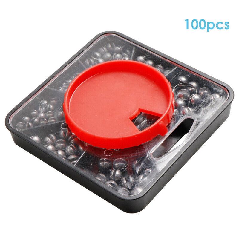100pcs 5-Size Fishing Weights Set Open Bite Round Plumb Fishing Tackles Newly