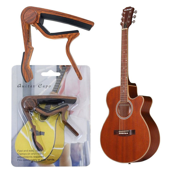 Electric Metal Guitar Capo Wood Grain Clamp Quick Change Tone Changing Clip