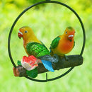 Hanging Decoration Birds Flower Branch Parrot Statue Perching On Metal Ring