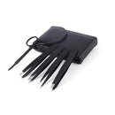 Eyebrow Tweezer Stainless Steel Point Tip with Storage Bag Tool Set (Black)