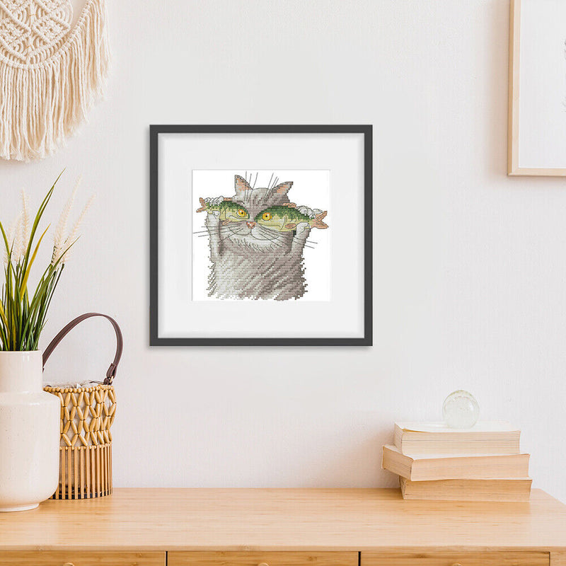 Cotton Thread Fish in Eyes Partial Cross Stitch Stamped Embroidery Handicraft