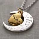 Chic Family Heart and Moon Necklace Pendant "I LOVE YOU TO THE MOON AND BACK"
