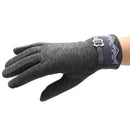 Women Touch Screen Winter Warm Weaved Knit Lace Gloves (Gray)