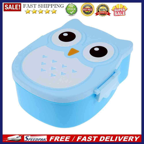 Cartoon Owl Lunch Box Food Fruit Storage Container Portable Bento Box(Blue)