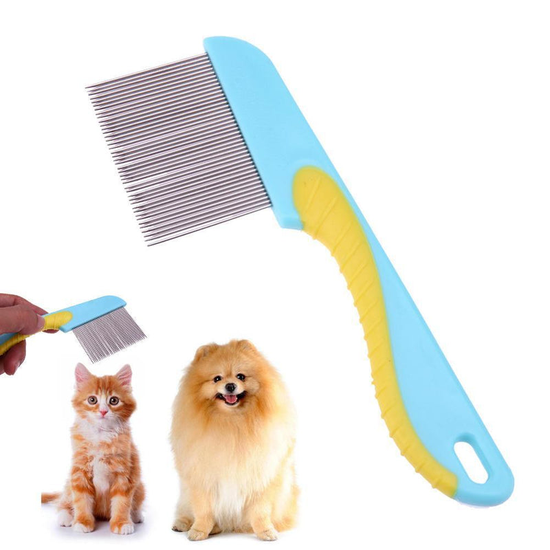 Stainless Steel Dog Dense Teeth Comb Pet Massage Grooming Silicone Handle