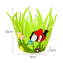 Easter Egg Carry Bucket Portable Round Nonwoven Basket Home Party Decor (A)