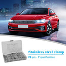 70pcs 7 Sizes Stainless Steel Single Ear Hose Clamps Fuel Air Pipe O Clips Newly