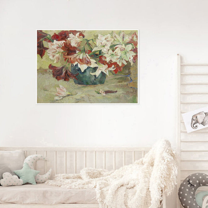 Lily Flower Oil Canvas Picture DIY Paint By Numbers Kit Hand Painted Home Decor