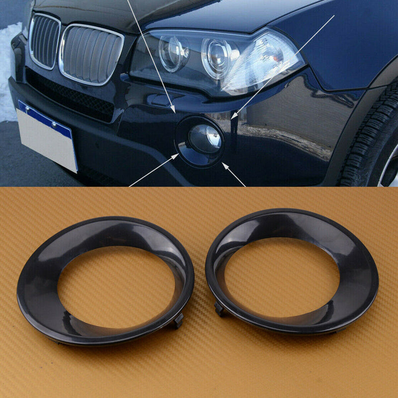For BMW X3 E83 LCI 2007-2010 Pair Front Fog Light Lamp Bezels Cover Trim Grill