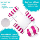 Striped Hammock & Armrest Pool Float Bed for Water Relaxing (Rose Red)