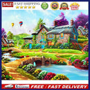 Full Round Drill Rhinestone Diamond Painting House By Bridge Handwork Home