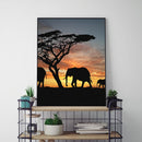 Painting By Numbers Kit DIY Sunset Elephant Canvas Oil Art Picture Craft