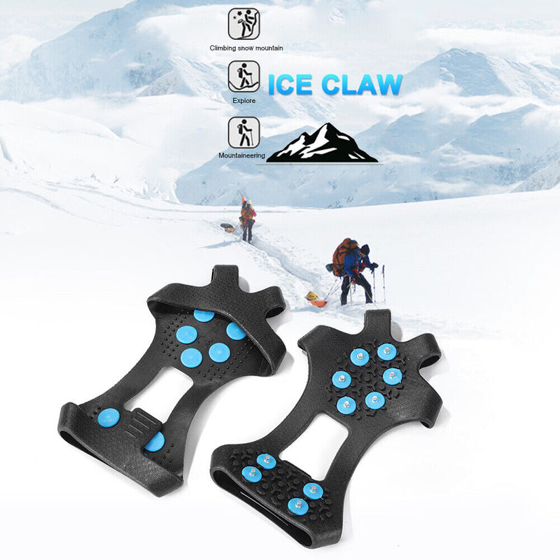 1 Pair 10 Teeth Snow Ice Claws w/ Nails Non-Slip Crampons Ice Gripper (XL)
