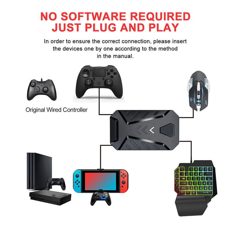 Wired Mechanical Backlit Keyboard RGB Mouse Converter Combo Set for PS4/PS5
