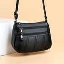 3pcs Women PU Shoulder Bag Multi-pocket  Solid Crossbody Handbag(Black)