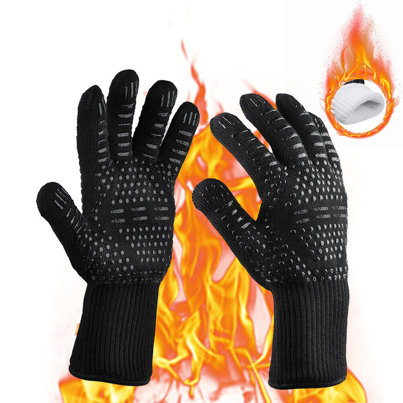 2pcs Outdoor Camping Barbecue Heat Resistance Silicone Gloves Oven Cooking Gl