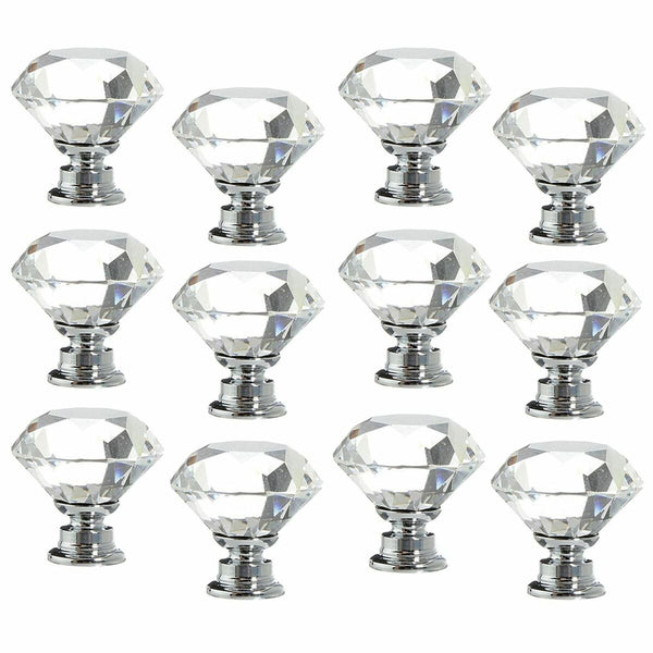 Drawer Diamond Shape Pull Handle Door Knobs Crystal Glass Knobs Cupboard Pulls