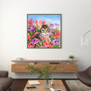 5D DIY Diamond Painting Kits Full Round Drill Cat in Flower Mosaic (A26)