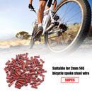 50pcs Metal Nipples for 14G 2mm Spokes Mountain Bike Cycling Parts (Red) Newly