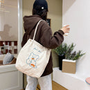 Fashion Shoulder Handbag for Women Bear Print Corduroy Top-handle Bag Satchel