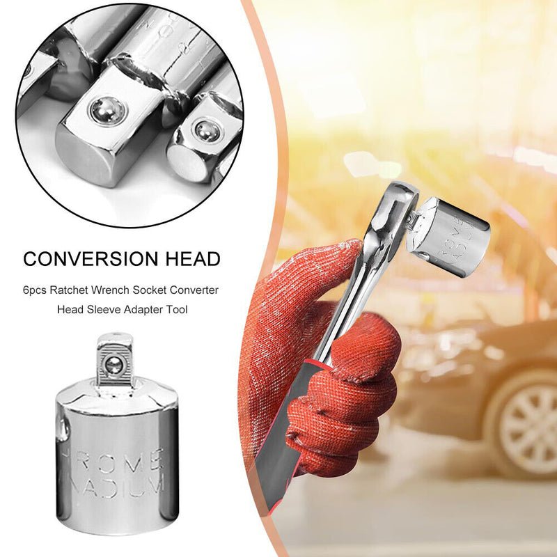 6pcs Ratchet Wrench Socket Converter Head Sleeve Adapter 1/2 3/8 1/4 Tool Newly