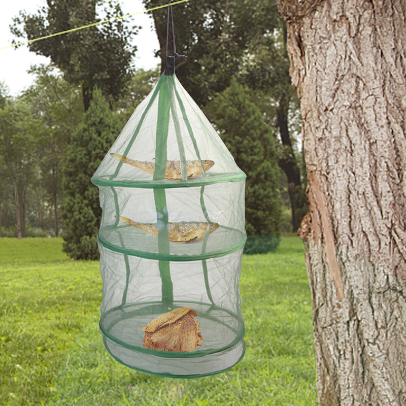 Foldable Drying Net Green Rack Net Dryer with Zipper for Fish Fruit Vegetable